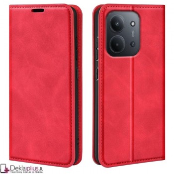 Dirbtinės odos atverčiamas šonu dėklas - raudonas (Xiaomi Redmi 15C 5G) Dirbtinės odos atverčiamas šonu dėklas - raudonas (Xiaomi Redmi 15C 5G)